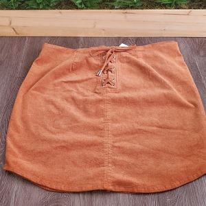 Cognac corduroy skirt